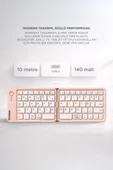 Kablosuz Klavye Bluetooth Katlanabilir Şarjlı Mini Klavye TK08 Pembe thumbnail 2