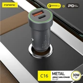 Foneng C16 30W Type-C + USB Araç içi Şarj Adaptörü thumbnail 4