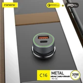 Foneng C16 30W Type-C + USB Araç içi Şarj Adaptörü thumbnail 3