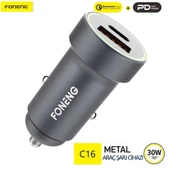 Foneng C16 30W Type-C + USB Araç içi Şarj Adaptörü thumbnail 2