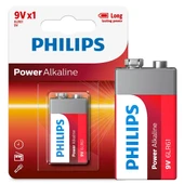 Philips 6LR61-P1B 9 Volt Power Alkalin Pil (Tekli) thumbnail 1