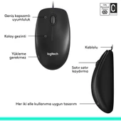 Logitech M90 USB Optik Kablolu Mouse - Siyah thumbnail 6