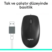 Logitech M100 Kablolu 1000 DPI USB Mouse - Siyah thumbnail 4