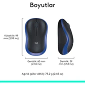 Logitech M185 USB Alıcılı Kompakt Kablosuz Mouse - Mavi thumbnail 7