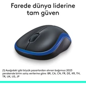 Logitech M185 USB Alıcılı Kompakt Kablosuz Mouse - Mavi thumbnail 2