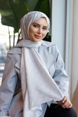 Dama Desen Şal Gümüş Gri thumbnail 6