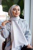 Dama Desen Şal Gümüş Gri thumbnail 5