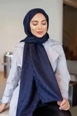Dama Desen Şal Lacivert thumbnail 4