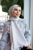 Dama Desen Şal Gümüş Gri thumbnail 3