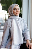 Dama Desen Şal Gümüş Gri thumbnail 4