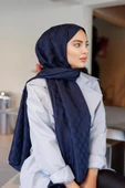 Dama Desen Şal Lacivert thumbnail 3