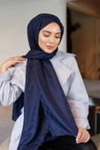 Dama Desen Şal Lacivert thumbnail 5