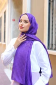 Dama Desen Şal Mor thumbnail 3