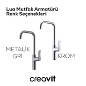 Lua Şelale Mutfak Armatürü Metalik Gri thumbnail 4