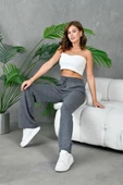 IŞŞIL 12283-Fitilli Örme Palazzo Triko Pantolon thumbnail 5