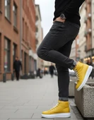 Bağcıklı Erkek Sneaker Bot SARI (BEYAZ TABAN) thumbnail 3
