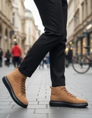 Bağcıklı Erkek Sneaker Bot TABA SÜET (SİYAH TABAN) thumbnail 1