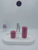 Parıldayan Elmas İşlemeli Mini Doldurulabilir Parfüm Şişesi 10 ML (Pembe) thumbnail 6