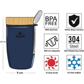 Igloo Bamboo Yemek Termosu 500ml-LACİVERT thumbnail 8