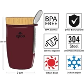 Igloo Bamboo Yemek Termosu 500ml-BORDO thumbnail 3