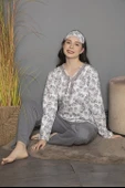 Tekten 200 Çiçek Desenli Uzun Kollu Kadın Pijama Takımı thumbnail 1