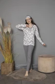 Tekten 200 Çiçek Desenli Uzun Kollu Kadın Pijama Takımı thumbnail 2
