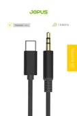 Jopus İphone Android Uyumlu Type-C To 3.5mm Aux Kablo Tak Çalıştır Aux Siyah 1 Metre thumbnail 1