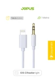 Jopus iPhone Uyumlu Lightning to 3.5mm Aux Kablosu Tak Çalıştır Beyaz 1 Metre thumbnail 2