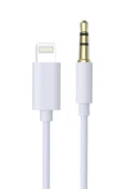 Jopus iPhone Uyumlu Lightning to 3.5mm Aux Kablosu Tak Çalıştır Beyaz 1 Metre thumbnail 1