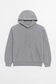 Kadın Kapüşonlu Cepli Gri Sweatshirt thumbnail 2
