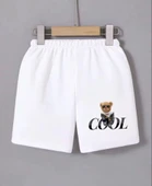 Beli Lastikli Baskılı Mini Şort - Beyaz thumbnail 1