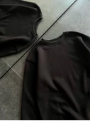 Kışlık Bisiklet Yaka Üç İplik Basic SweatShirt - Siyah thumbnail 3