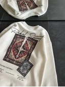 Bisiklet Yaka Baskılı SweatShirt - Beyaz thumbnail 3