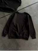 Kışlık Bisiklet Yaka Üç İplik Basic SweatShirt - Siyah thumbnail 4