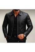 Premium Slim Fit Fermuarlı Basic Deri Ceket thumbnail 1