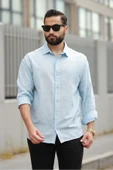 Oversize Keten Karışımlı Basic Salaş Gömlek thumbnail 8