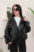 Oversize Vintage Bomber Deri Ceket thumbnail 6