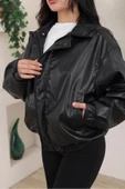 Oversize Vintage Bomber Deri Ceket thumbnail 5