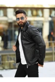 Erkek Slim Fit Deri Ceket thumbnail 3