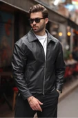 Basic Oversize Deri Ceket - Çift Fermuarlı İkonik Tasarım thumbnail 10