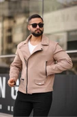 Slim Fit Biker Deri Ceket thumbnail 6