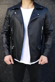 Slim Fit Biker Deri Ceket thumbnail 2