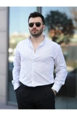 Çizgili Keten Gömlek thumbnail 8