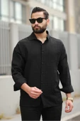 Oversize Keten Karışımlı Basic Salaş Gömlek thumbnail 4