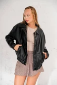 Oversize Siyah Deri Ceket - Trend Alarmı ???? thumbnail 3