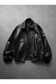 Vintage Bomber Oversize Deri Ceket thumbnail 2