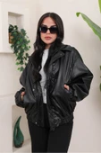 Oversize Vintage Bomber Deri Ceket thumbnail 2