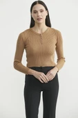 Fitilli Crop Triko Kazak - Karamel thumbnail 3