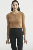 Fitilli Crop Triko Kazak - Karamel thumbnail 2
