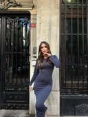 Uzun kollu uzun elbise thumbnail 4